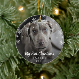 Niedliche Schneeflocken Foto Dog Meine ersten Weih Keramik Ornament