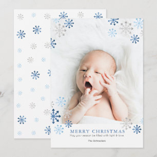 Niedliche Schneeflocken Foto Weihnachtskarte Einladung