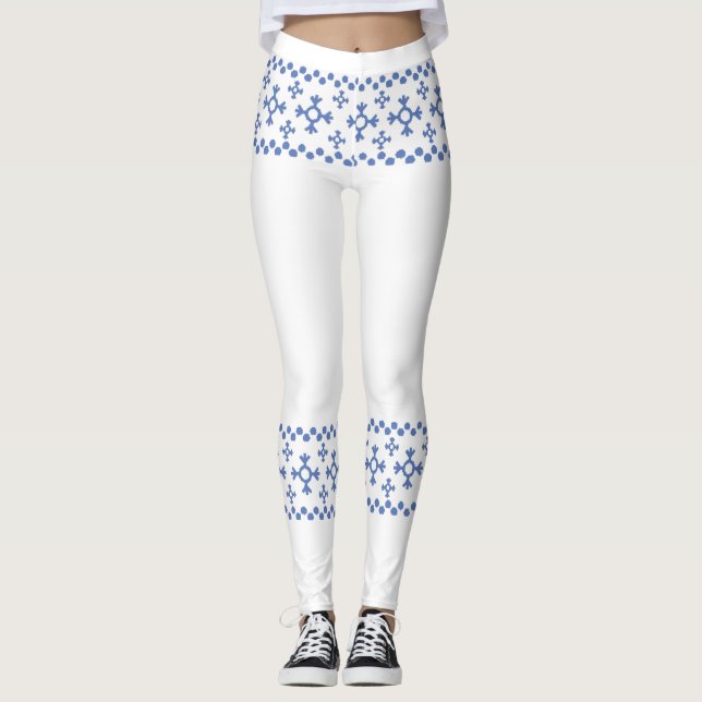 Niedliche Schneeflocken Muster Thunder_Cove Leggings (Vorderseite)