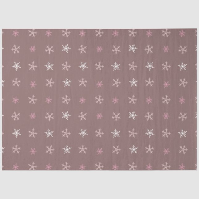 Niedliche Schneeflocken Weiß Silberbraun Rosa Weih Seidenpapier (Vorderseite)