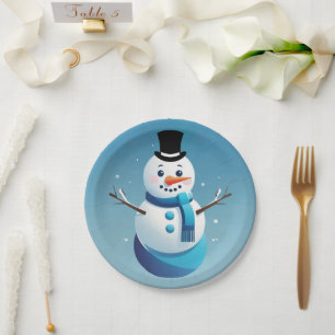 Niedliche Schneemann-Illustrationsplatte Pappteller