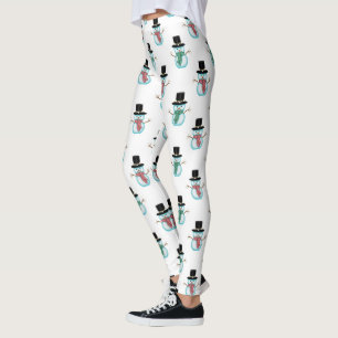 Niedliche Schneemänner im weißen Hintergrund Leggings