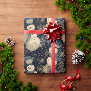 Niedliche Schneemänner mit Schneeflocken-Design Geschenkpapier