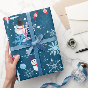 Niedliche Schneemänner und Snowflakes Weihnachten Geschenkpapier