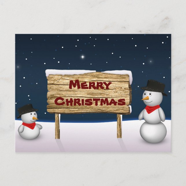 Niedliche Schneemänner wünschen frohe Weihnachten (Vorderseite)