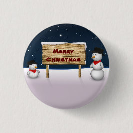 Niedliche Schneemänner wünschen frohe Weihnachten Button