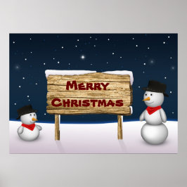 Niedliche Schneemänner wünschen frohe Weihnachten Poster
