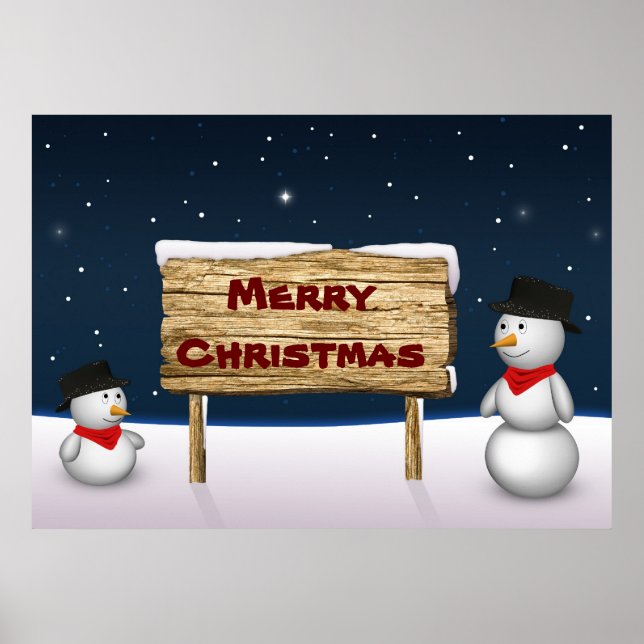 Niedliche Schneemänner wünschen frohe Weihnachten Poster (Vorne)