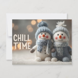 Niedliche Schneemannpuppen mit Strick Hats Postkarte