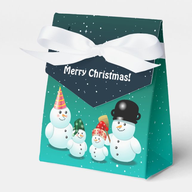 Niedliche Schneemannsfamilie Geschenkschachtel (Vorderseite)