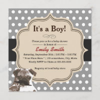 Niedliche Schnurrbart-Mops-Polka-Punkt-Baby-Dusche