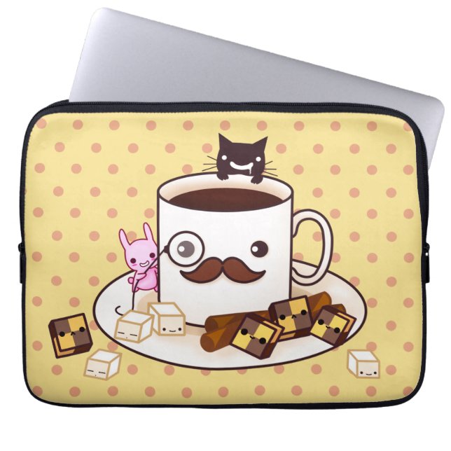 Niedliche Schnurrbartschale mit kawaii Tieren und Laptopschutzhülle (Vorderseite)