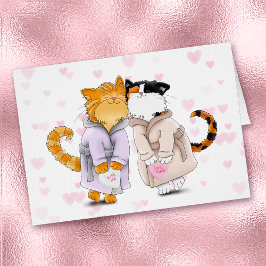 Niedliche Schnurrkatzen mit Robes Valentine Card