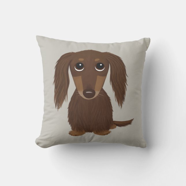 Niedliche Schokolade Braune Dackel Hund Kissen (Vorderseite)