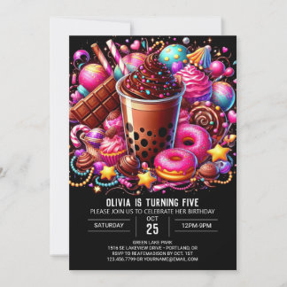 Niedliche Schokolade Candyland Digital Geburtstag Einladung