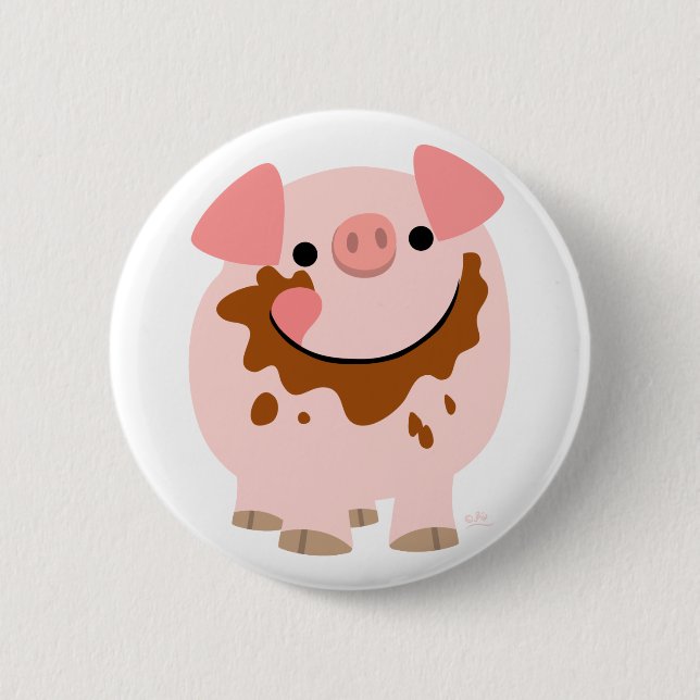 Niedliche Schokolade Cartoon Pig Button Abzeichen (Vorderseite)