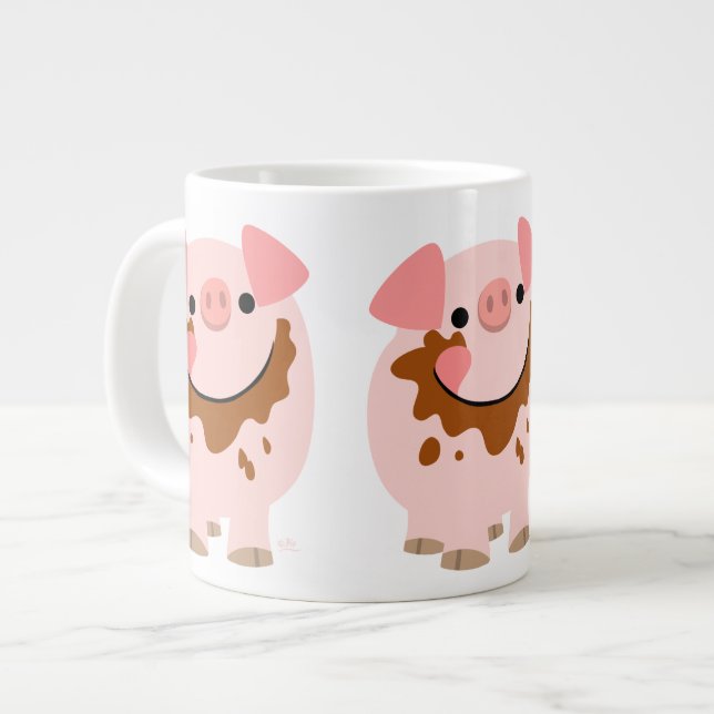 Niedliche Schokolade Cartoon Pig Jumbo Tasse (Vorderseite Links)