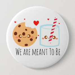 Niedliche Schokolade Chip Cookie und Milchglas Button
