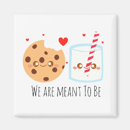 Niedliche Schokolade Chip Cookie und Milchglas Magnet