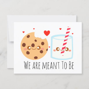 Niedliche Schokolade Chip Cookie und Milchglas Postkarte