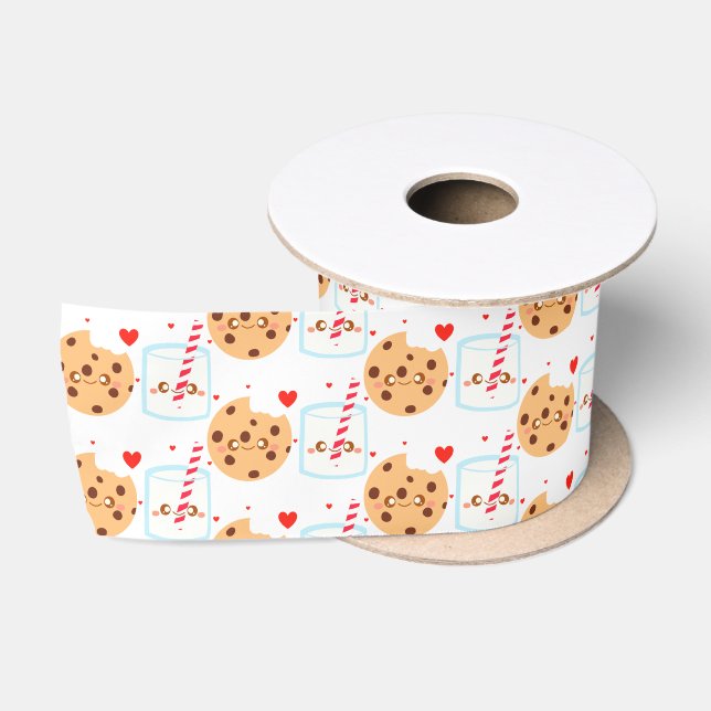 Niedliche Schokolade Chip Cookie und Milchglas Satinband (Spule)