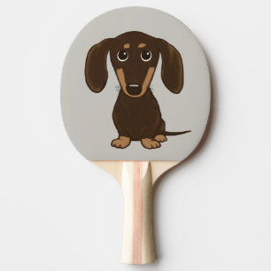 Niedliche Schokolade Dackel   Cartoon Dackel Hund Tischtennis Schläger
