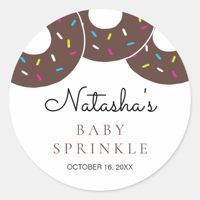 Niedliche Schokolade Donuts Kinderdusche Sprinkle Runder Aufkleber (Vorderseite)