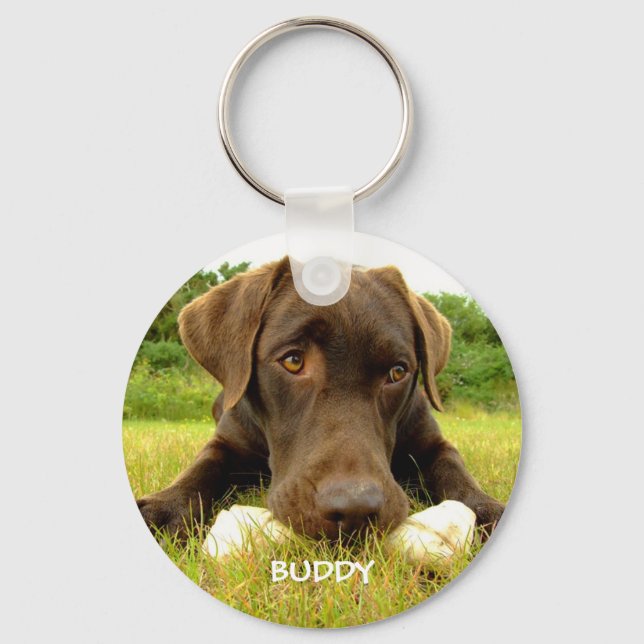Niedliche Schokolade Labrador Custom Schlüsselanhä Schlüsselanhänger (Vorderseite)