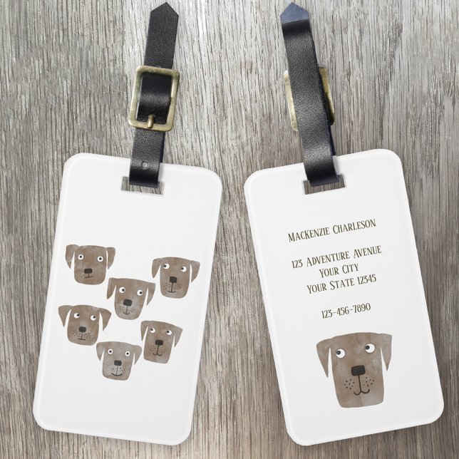Niedliche Schokolade Labrador Retriever Dog Art Cu Gepäckanhänger (Fun Chocolate brown Labrador Retriever Dog personalized luggage tag for puppy lovers!)