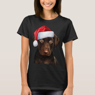 Niedliche Schokolade Labrador Weihnachtsmannmütze T-Shirt