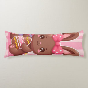 Niedliche Schokolade Osterhase mit rosa Streifen Seitenschläferkissen