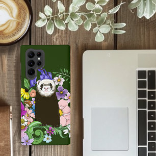 Niedliche Schokolade Sable Ferret Blumengrün Samsung Galaxy Hülle