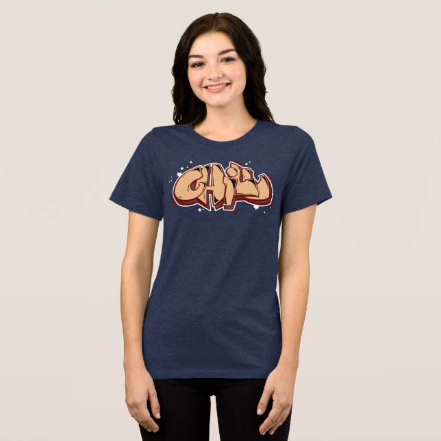 Niedliche Schokoladenbraun Graffiti Chill Tri-Blend Shirt (Vorderseite voll)