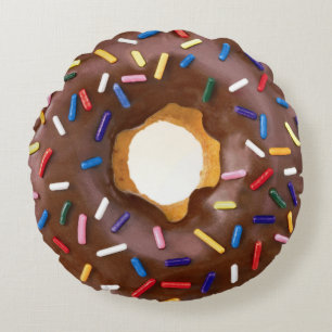 Niedliche SchokoladenDonuts mit Sprinklen Rundes Kissen
