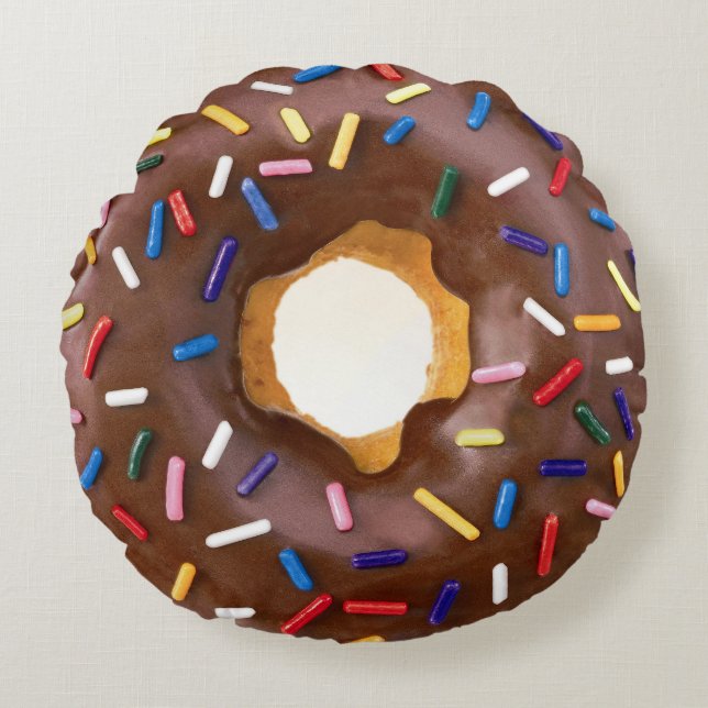Niedliche SchokoladenDonuts mit Sprinklen Rundes Kissen (Vorderseite)