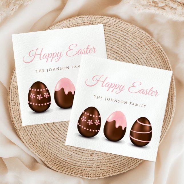 Niedliche Schokoladeneier glücklich Ostern Serviette (Cute Chocolate Eggs Happy Easter Napkins)