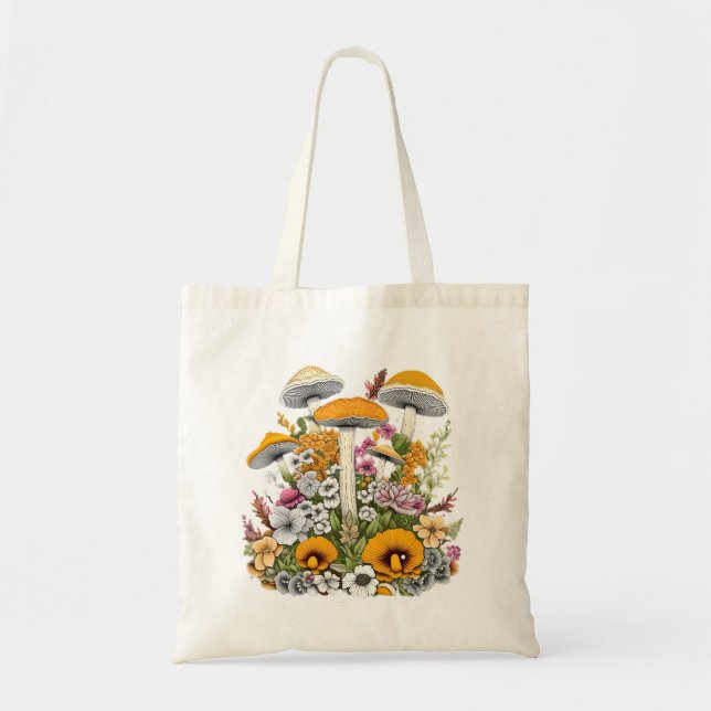Niedliche schöne Blume und Pilze Tragetasche (Vorne)