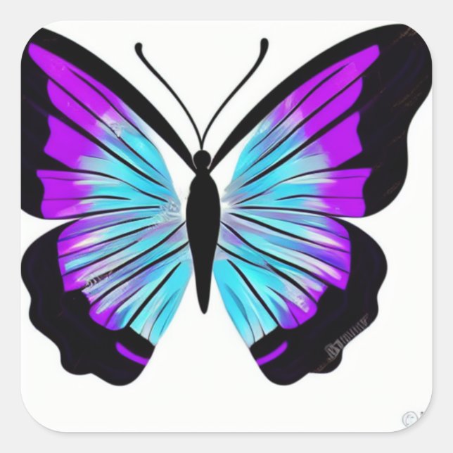 Niedliche schöne, farbenfrohe Hübsche Butterfly Quadratischer Aufkleber (Vorderseite)