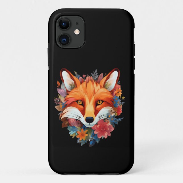 Niedliche schöne Wasserfarbenfox-Blume Case-Mate iPhone Hülle (Rückseite)