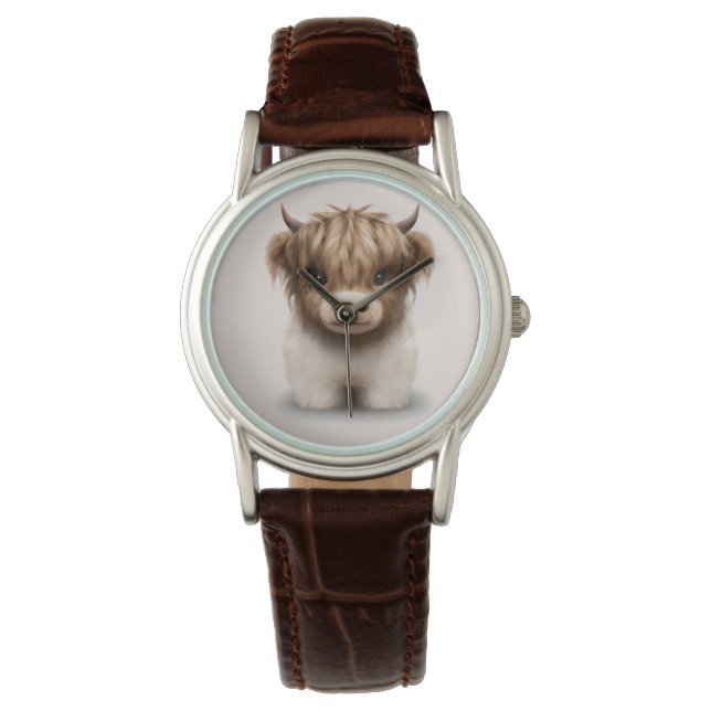 Niedliche schottische Kuh Armbanduhr (Vorderseite)