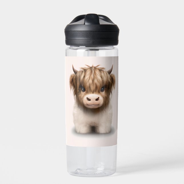 Niedliche schottische Kuh Trinkflasche (Vorderseite)