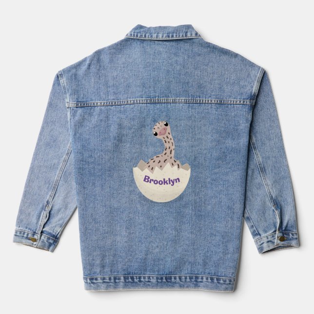 Niedliche Schraffur für Vogel-Strauß-Cartoon Jeansjacke (Rückseite)
