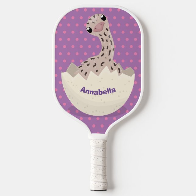 Niedliche Schraffur für Vogel-Strauß-Cartoon Pickleball Schläger (Vorderseite)