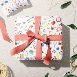 Niedliche Schullieferungen zurück zum Schulmuster Geschenkpapier