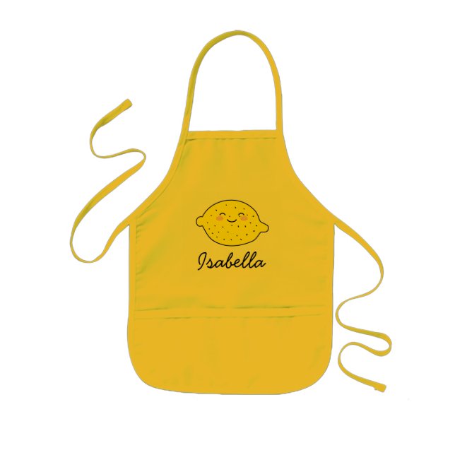 Niedliche Schürze aus gelbem Kawaii mit Zitronenfr (Vorne)