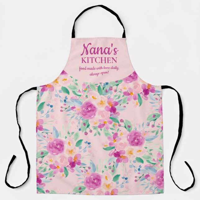 Niedliche Schürze der nana-Küche mit rosa Blumenbe (Vorderseite)