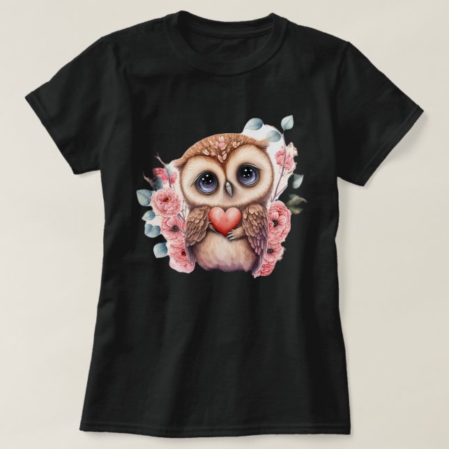 Niedliche Schüssel Herz inmitten farbenfroher Blüt T-Shirt (Design vorne)