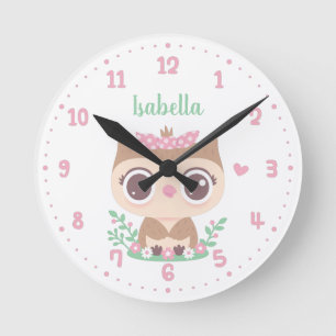Niedliche Schüssel mit rosa Bow, Girl-Zimmer Pers Runde Wanduhr