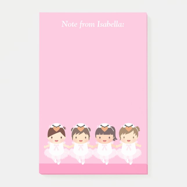 Niedliche Schwan-Ballett-Ballerina für Mädchen Post-it Klebezettel (Vorderseite)