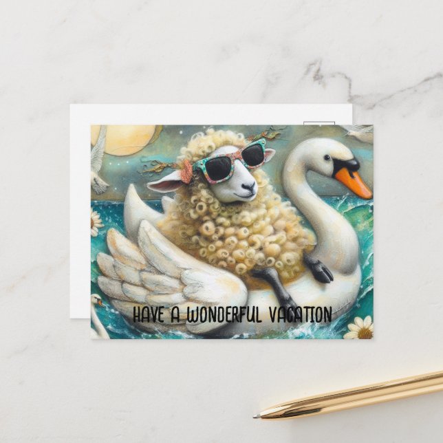 Niedliche Schwanenscholle haben einen wunderschöne Postkarte (Vorderseite/Rückseite Beispiel)